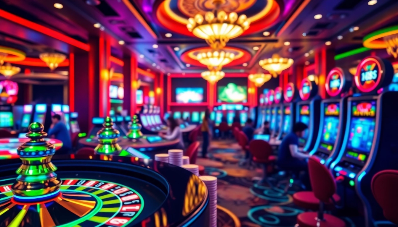 Experience the excitement of RR88 at a luxurious casino interface with players engaging in thrilling games.