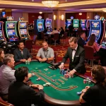 Players enjoying blackjack at a luxurious casino, showcasing the immersive rik vip gaming experience.