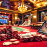 Engaging scene of players at a poker table with shbet-themed elements, capturing casino excitement.