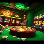 Hi88 players enjoying thrilling interactions at luxury casino tables stacked with poker chips.