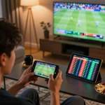 Engaged user exploring sports betting options on https://lucky88s.in.net/ while watching a live match.