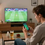 Betting on live sports at home with m88zo, showcasing excitement and engagement in a cozy environment.