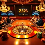 Players enjoying a thrilling game at the 32 WIN casino table, highlighting excitement and luxury in gambling.