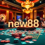 new88 casino players engaging at a vibrant roulette table with colorful chips