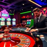 Engage with high-stakes gameplay at the mm88 link casino featuring vibrant tables and slot machines.