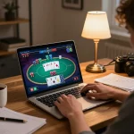 Player engaged in a strategic poker game on rik vip platform, showcasing online gaming experience.