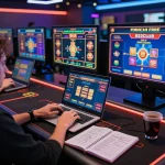 Player engaging with B52 online casino interface on laptop in cozy home setup.