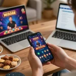 MISO88 player engaging in a live dealer game on mobile, showcasing a vibrant online casino experience.