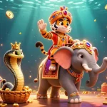 Win big with sunwin in this vibrant 3D casino scene featuring a majestic tiger and slot machines.
