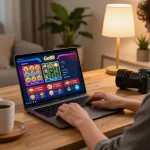 Engaging in online gaming at Go88 casino platform with vibrant interface and cozy atmosphere.
