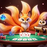 Experience thrilling poker gameplay at jljl33 with a vibrant 3D casino scene featuring colorful characters and dynamic game elements.