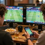 Engaging user watching live scores on smartphone while enjoying Trực tiếp bóng đá socolive in a cozy atmosphere.