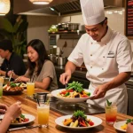Delicious dishes being served at red88 restaurant, showcasing vibrant Asian fusion cuisine and lively atmosphere.