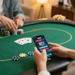 Person interacting with the GK88 mobile app for online casino gaming, focused on strategic betting.