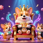 Experience the excitement at 39bet with a playful royal corgi throne scene, engaging in dynamic gambling elements.