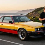 The iconic HSV SV88 parked on a coastal road during sunset, capturing the spirit of classic automotive culture.