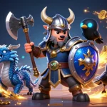 Experience sc88 with a Viking wolf warrior and fierce dragon in an epic casino setting.