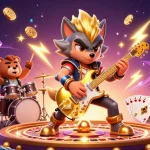 Experience thrilling gameplay with SP8 in an exciting casino atmosphere filled with coins and gems.