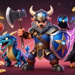 X88 captures thrilling gaming action with Viking warrior and dragon in a vibrant casino world.