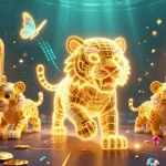 Experience nbet's thrilling casino atmosphere with vibrant golden tiger and gems.