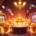 Engage in gaming thrills with Five88foo's vibrant casino illustration featuring animated glowworms and slot reels.