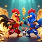 Engage with the thrilling world of 789P as fighting roosters battle amidst treasures in a vibrant casino.